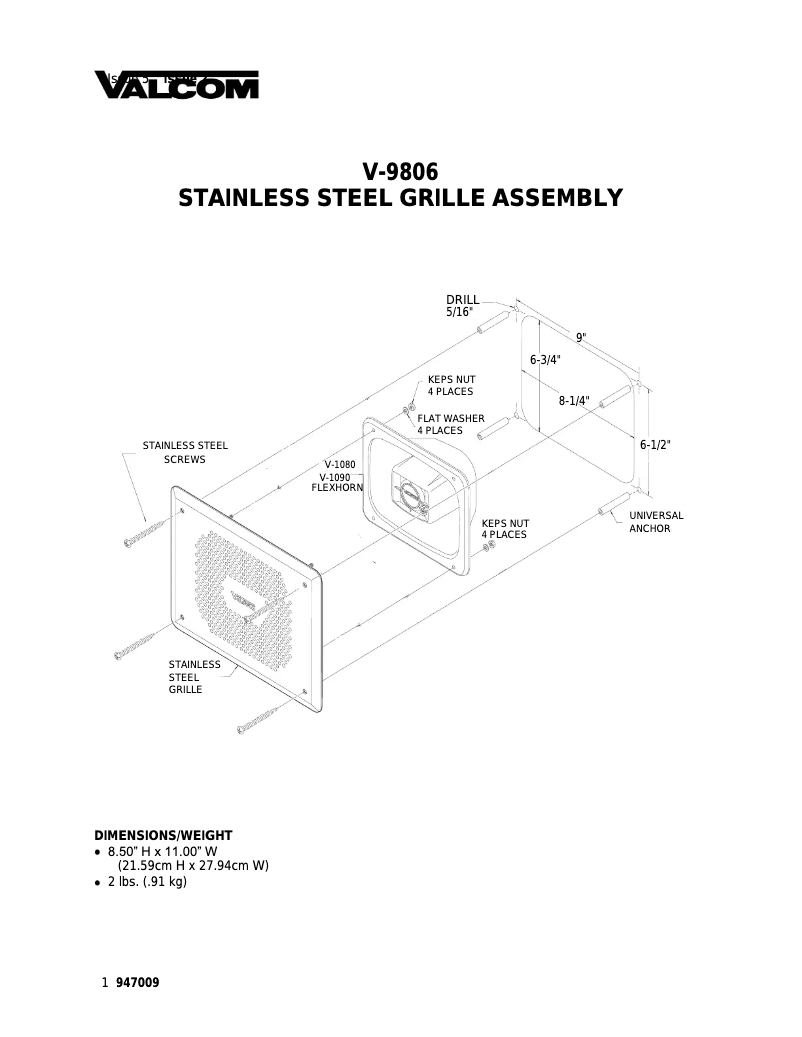 Image de la première page du manuel de l'appareil V-9806