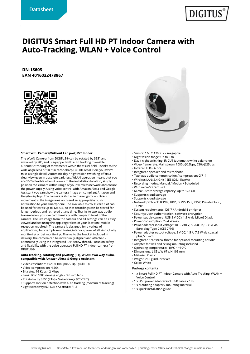 Página 1 del manual Ficha técnica Digitus DN-18603