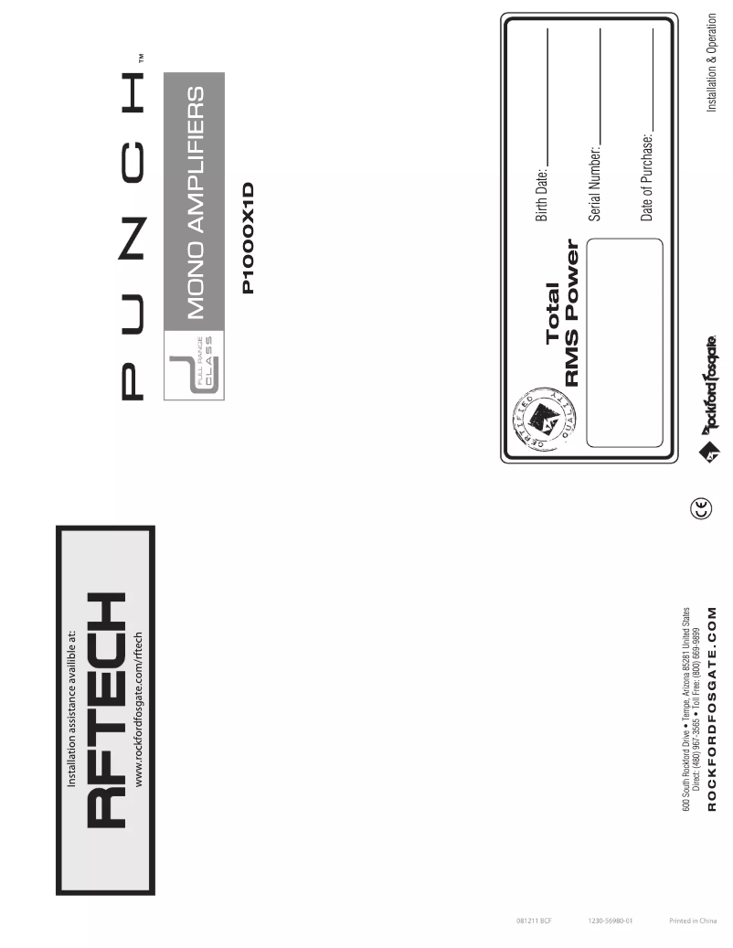 Image de la première page du manuel de l'appareil Punch P1000X1D