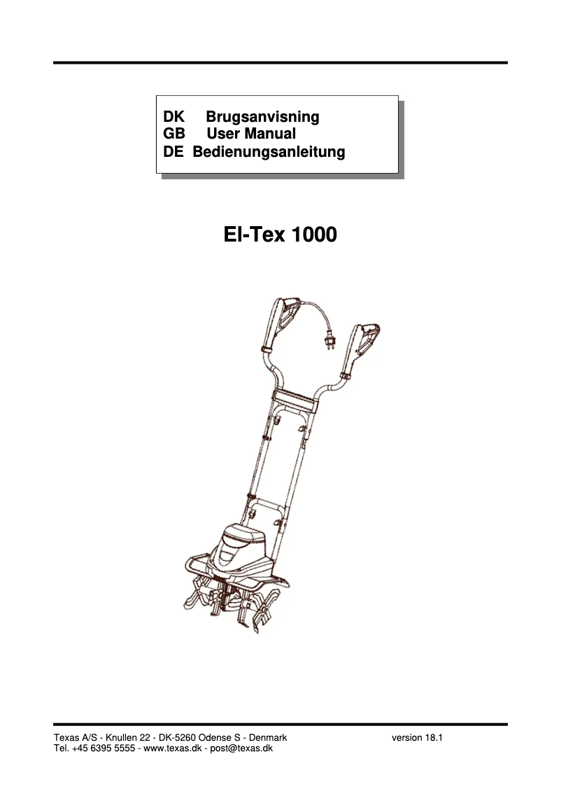 Page n°1 - Manuel utilisateur Texas El-Tex 1000