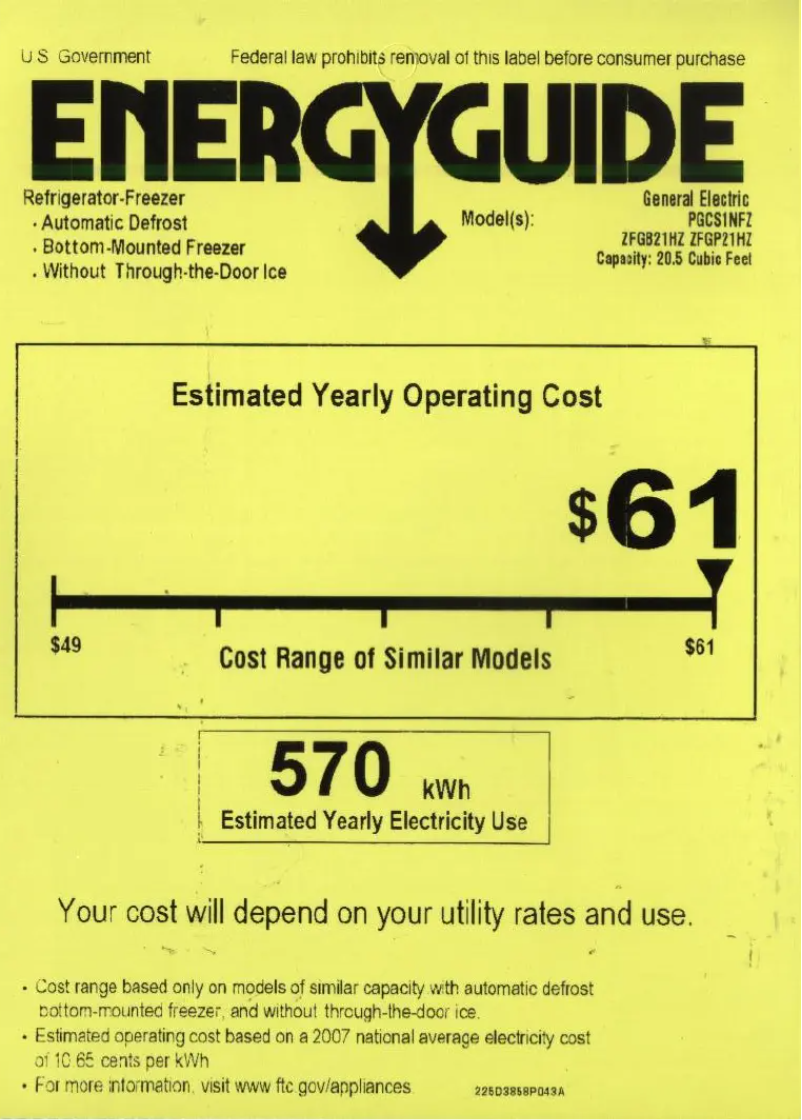 Page n°1 - Label énergétique GE ZFGB21HZSS