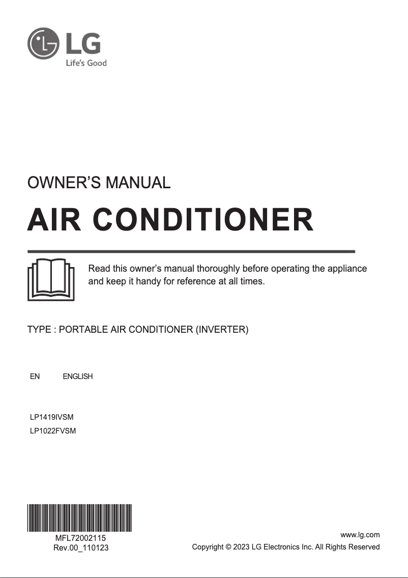 Image de la première page du manuel de l'appareil LP1022FVSM