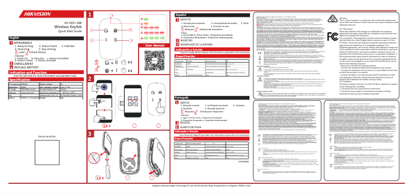 Page 1 de la notice Guide de démarrage rapide Hikvision DS-PKF1-WB