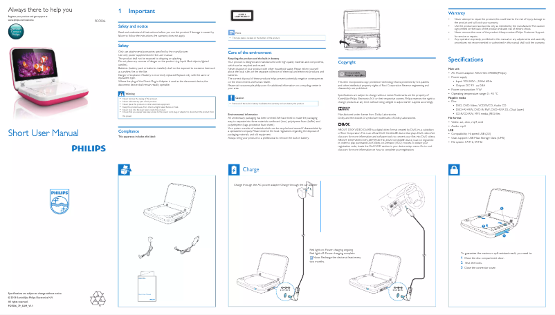 First page image of the manual for PD7006P
