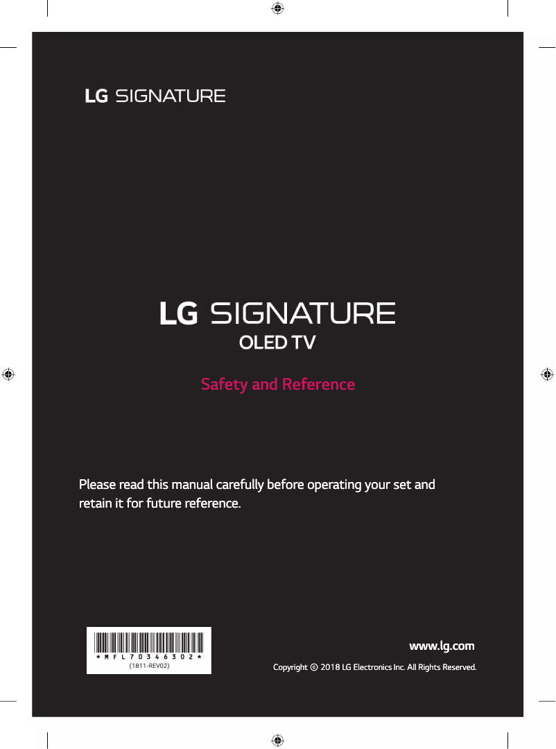 Page 1 de la notice Manuel utilisateur LG OLED77W8PTA