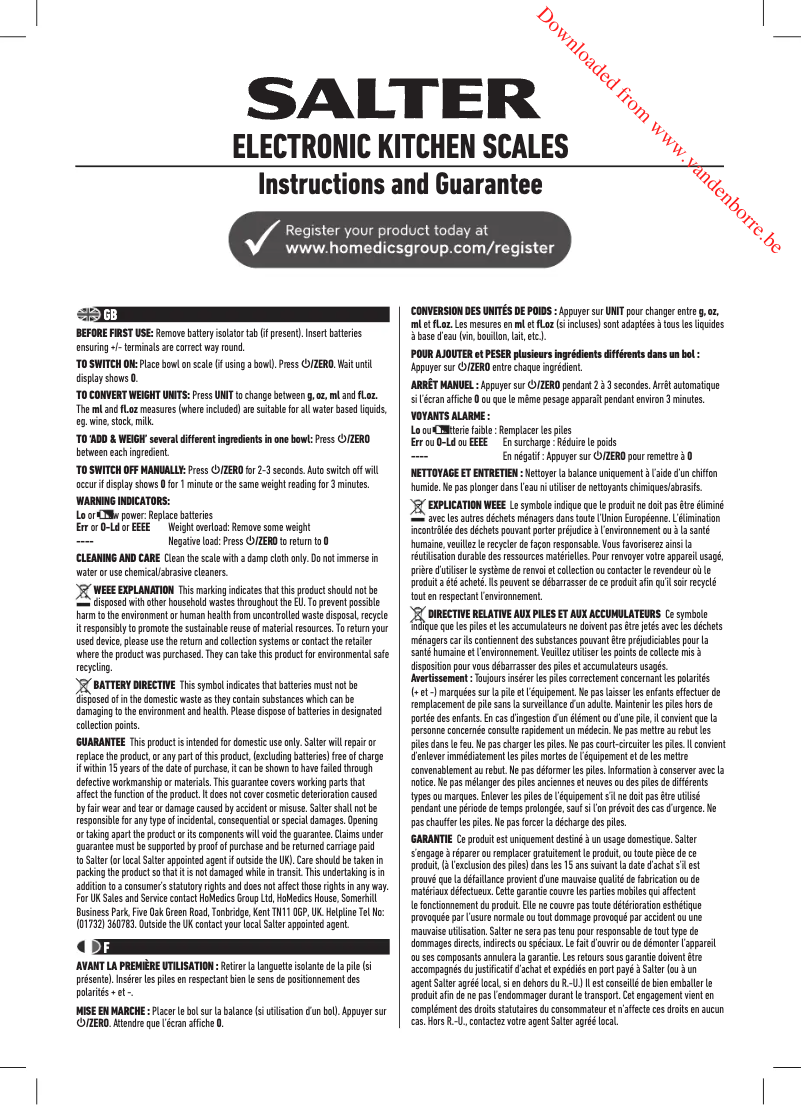 Image de la première page du manuel de l'appareil 1065 WHDR