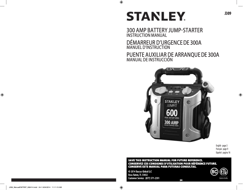 Page n°1 - Manuel utilisateur Stanley J309