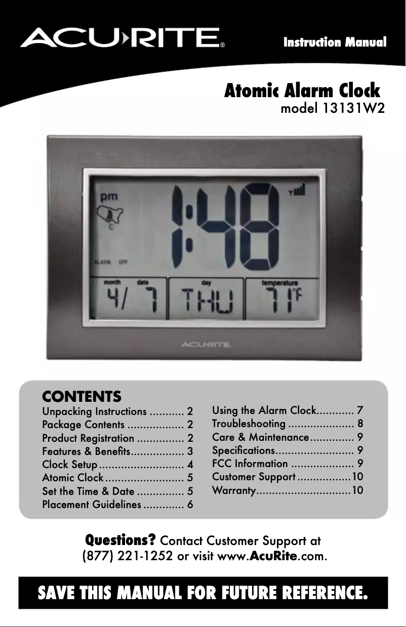 Page n°1 - Manuel utilisateur AcuRite 75065A2