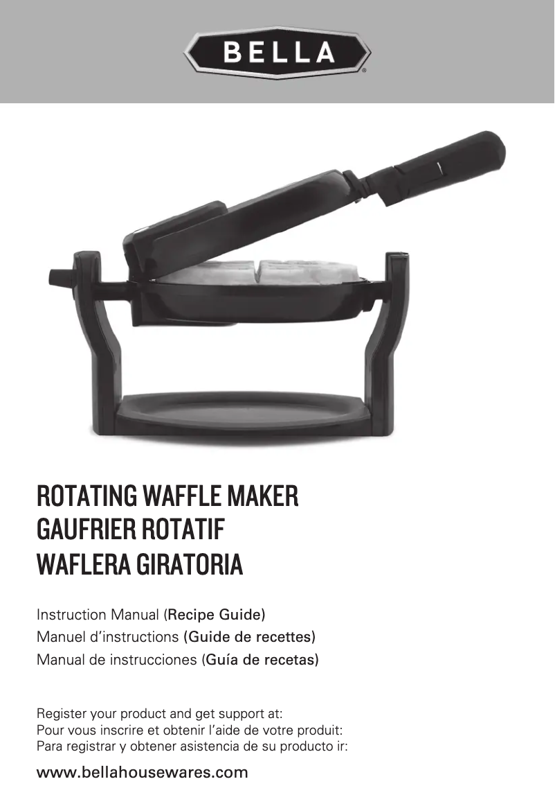 Page 1 de la notice Manuel utilisateur Bella Rotating Waffle Maker