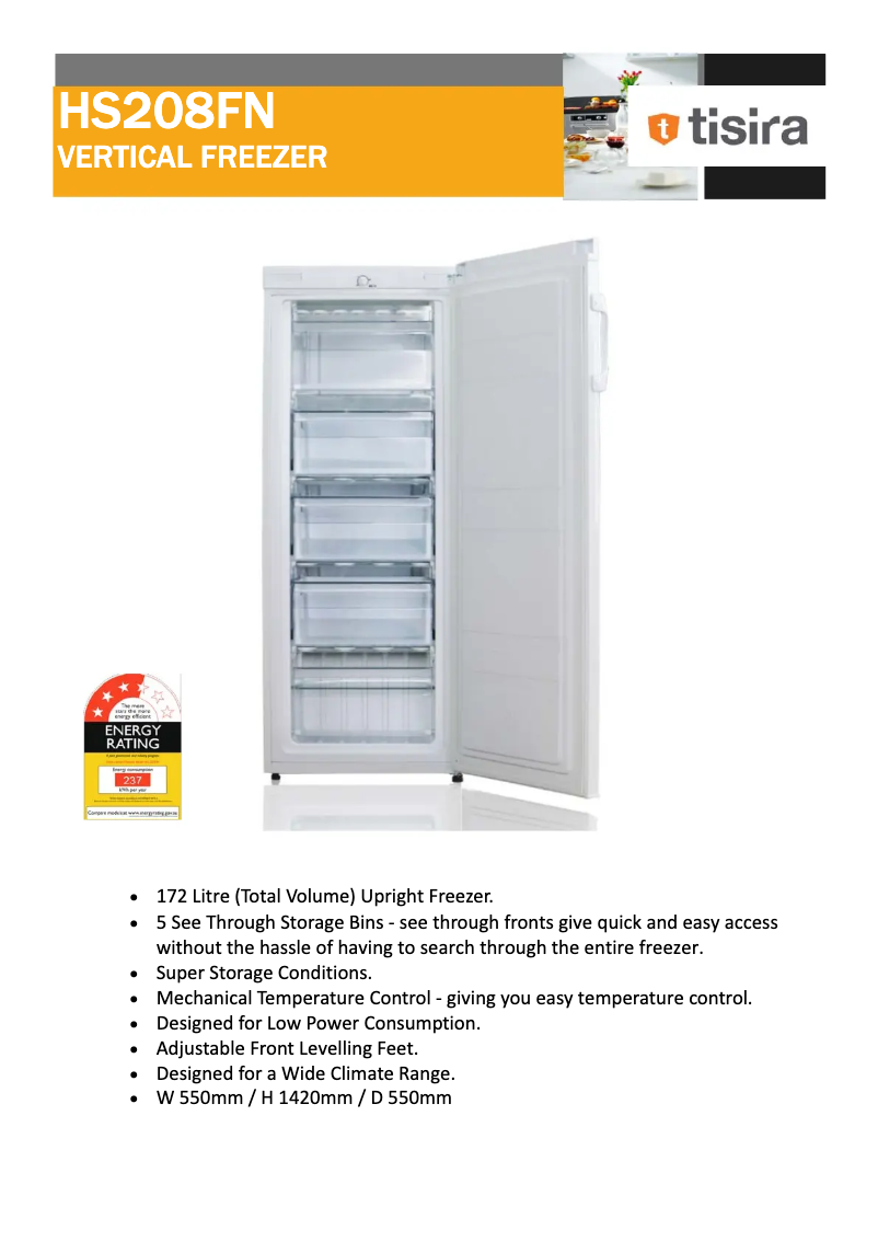 Página 1 del manual Ficha técnica Tisira HS-208FN