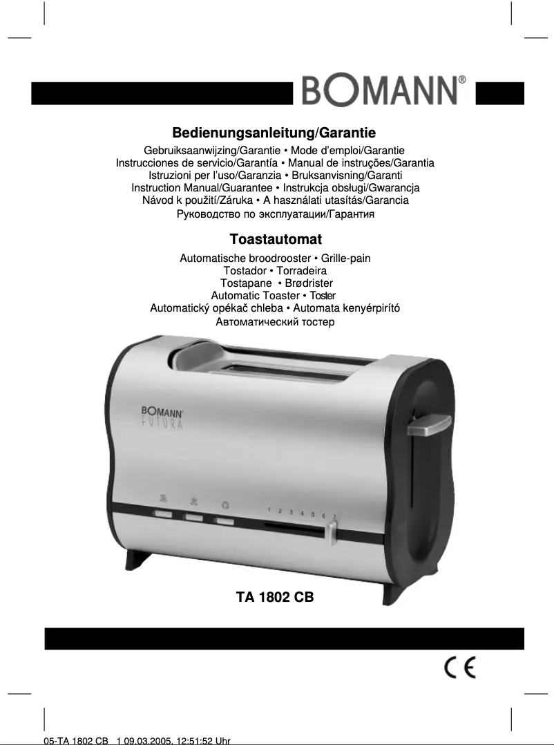 Image de la première page du manuel de l'appareil TA 1802 CB