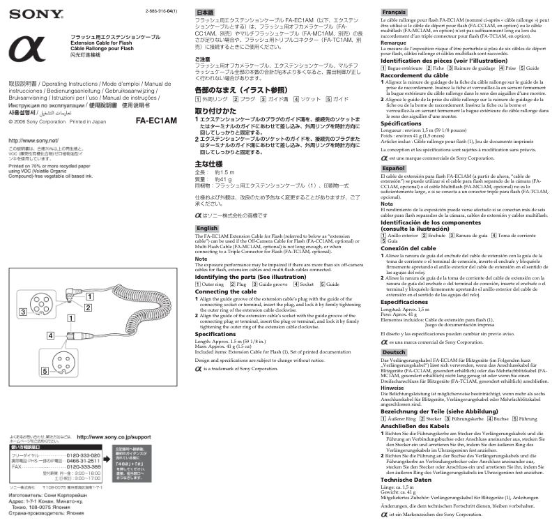 Image de la première page du manuel de l'appareil FA-EC1AM