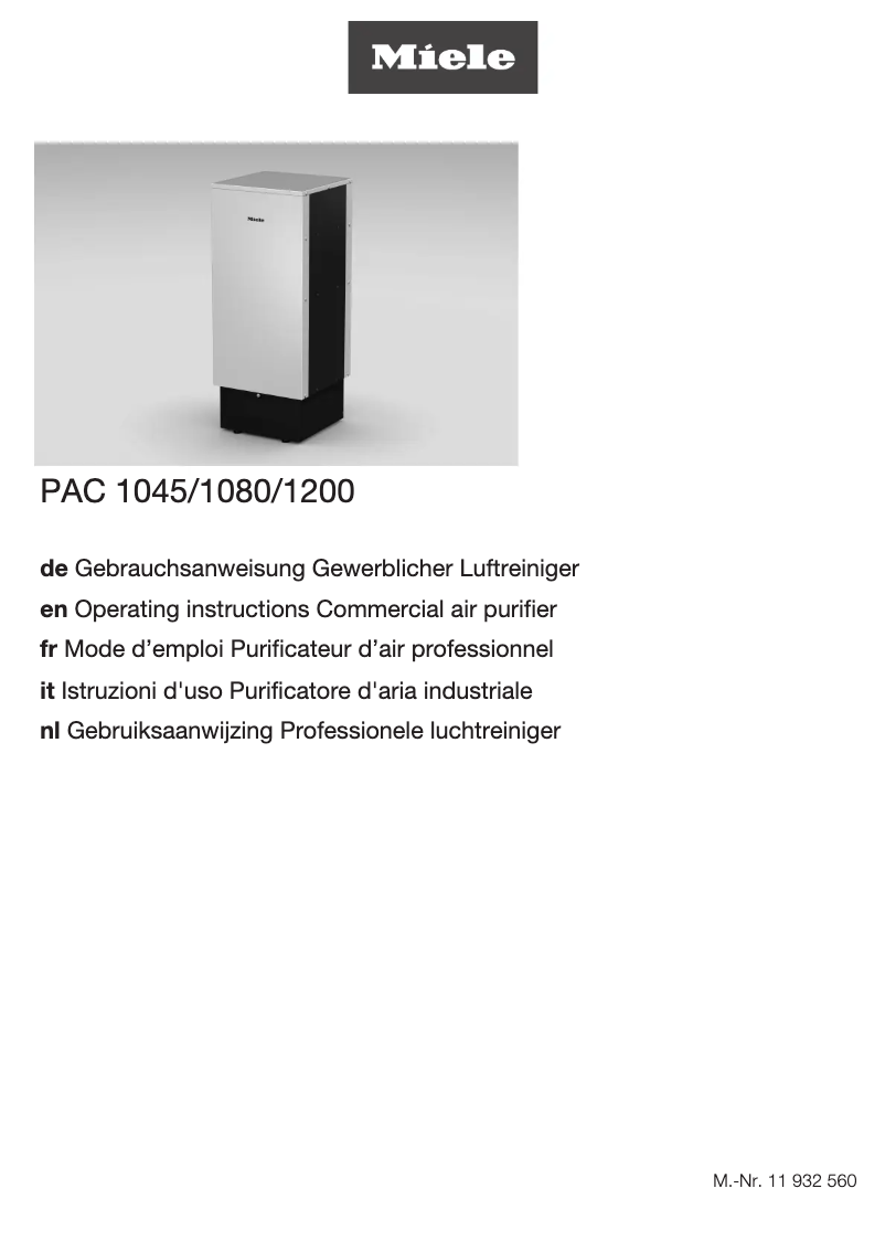 Image de la première page du manuel de l'appareil PAC 1200