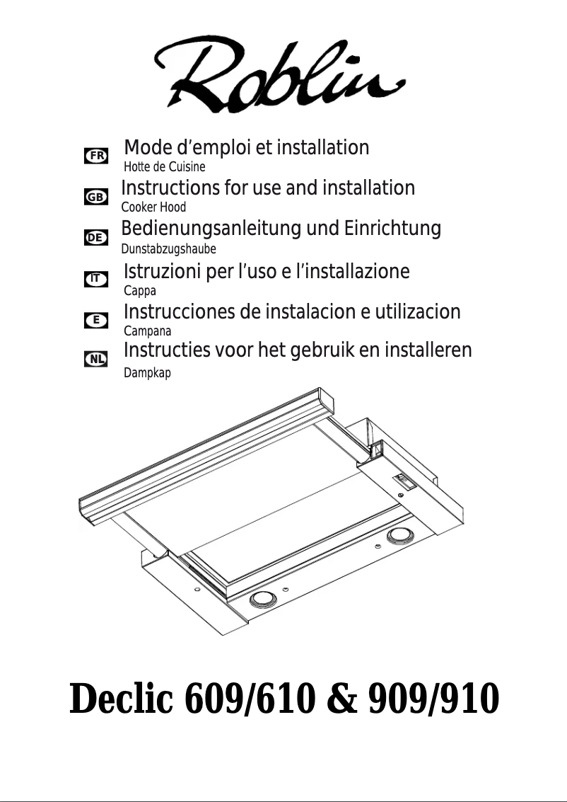 Page 1 de la notice Manuel utilisateur Roblin Declic 910