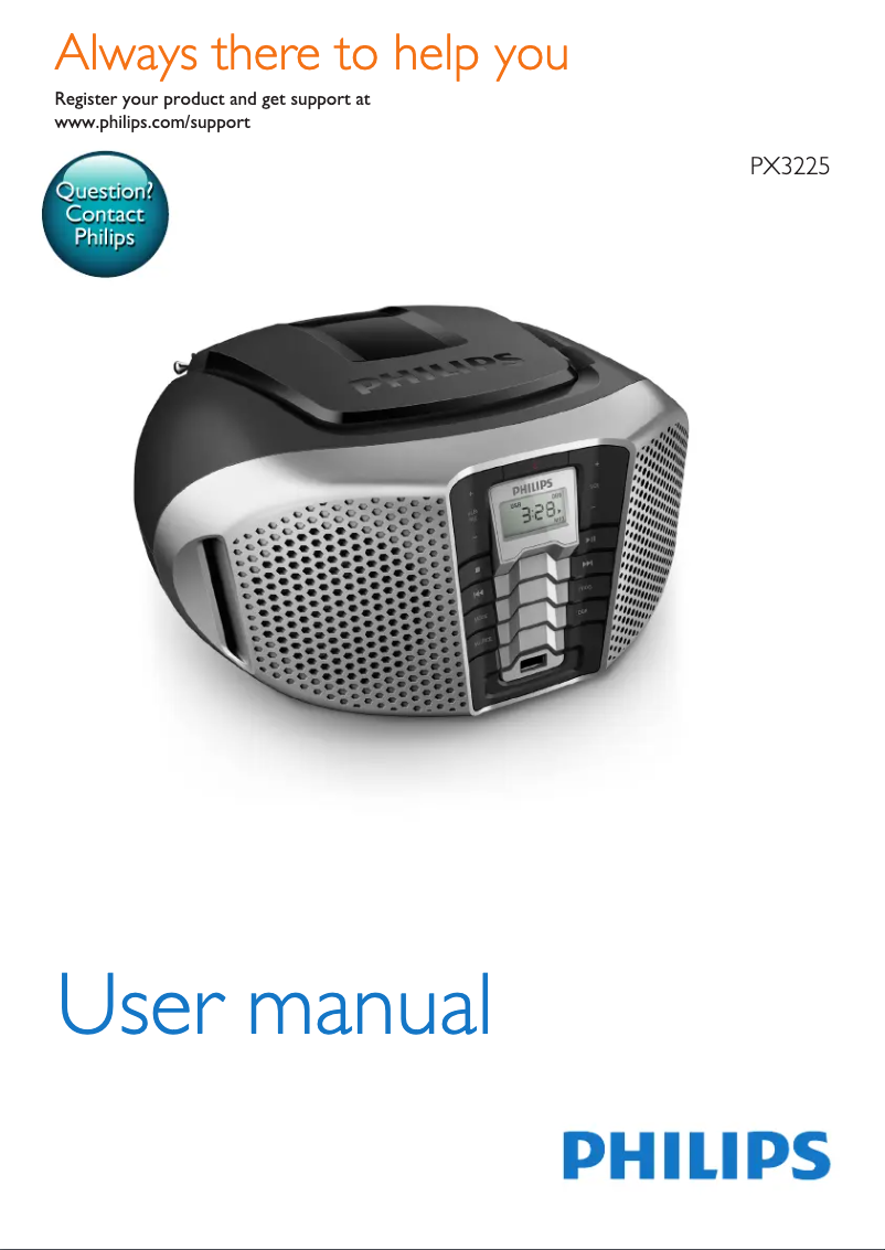 Page 1 de la notice Manuel utilisateur Philips PX3225IX
