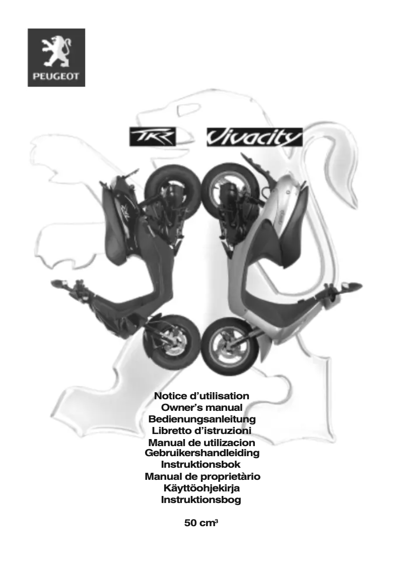 Page 1 de la notice Manuel utilisateur Peugeot Vivacity 50cc
