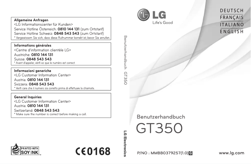 Image de la première page du manuel de l'appareil GT350