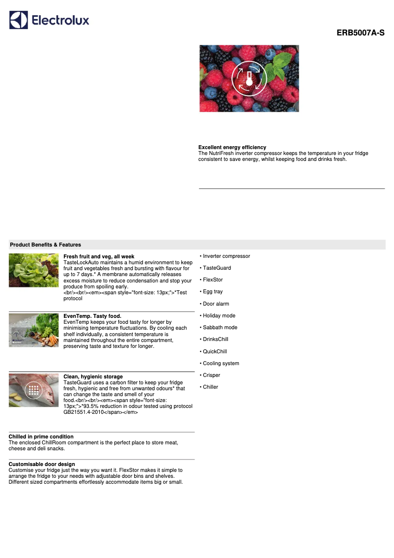 Image de la première page du manuel de l'appareil ERB5007A