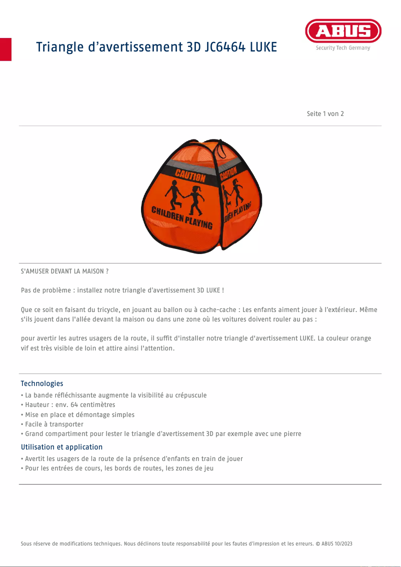 Image de la première page du manuel de l'appareil JC6464 LUKE