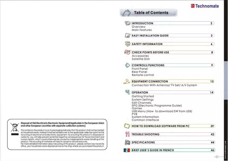 Page n°1 - Manuel utilisateur Technomate TM-5200 D M2 Super+