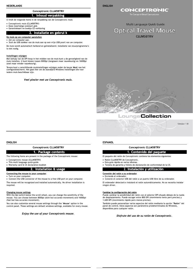 Page n°1 - Manuel utilisateur Conceptronic CLLM5BTRV