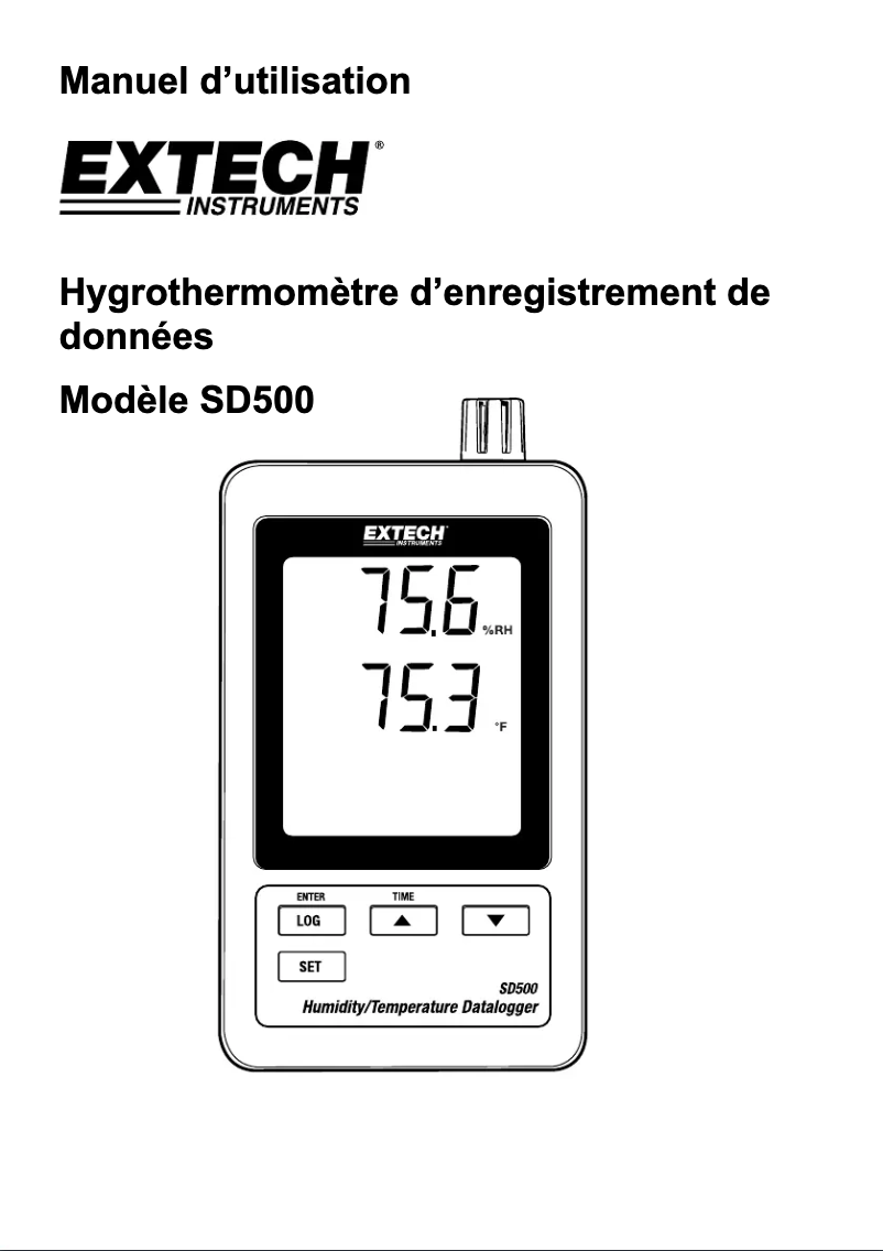 Page 1 de la notice Manuel utilisateur Extech SD500