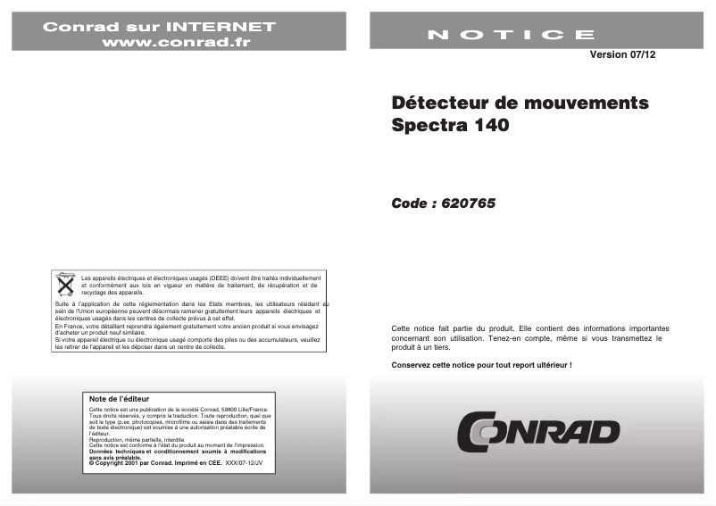 Page 1 de la notice Manuel utilisateur Honeywell Spectra 140
