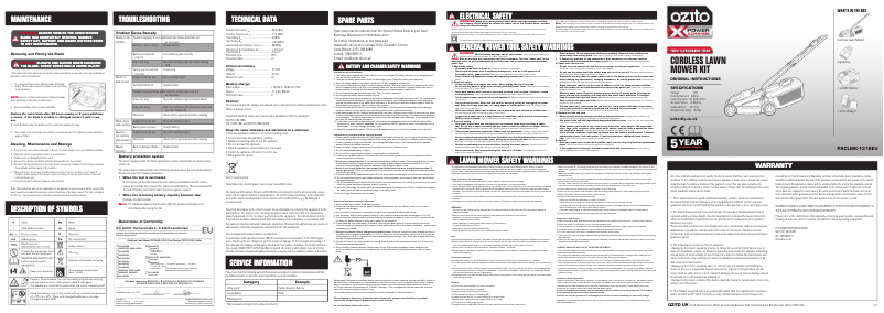 Página 1 del manual Manual de usuario Ozito PXCLMK-1318EU