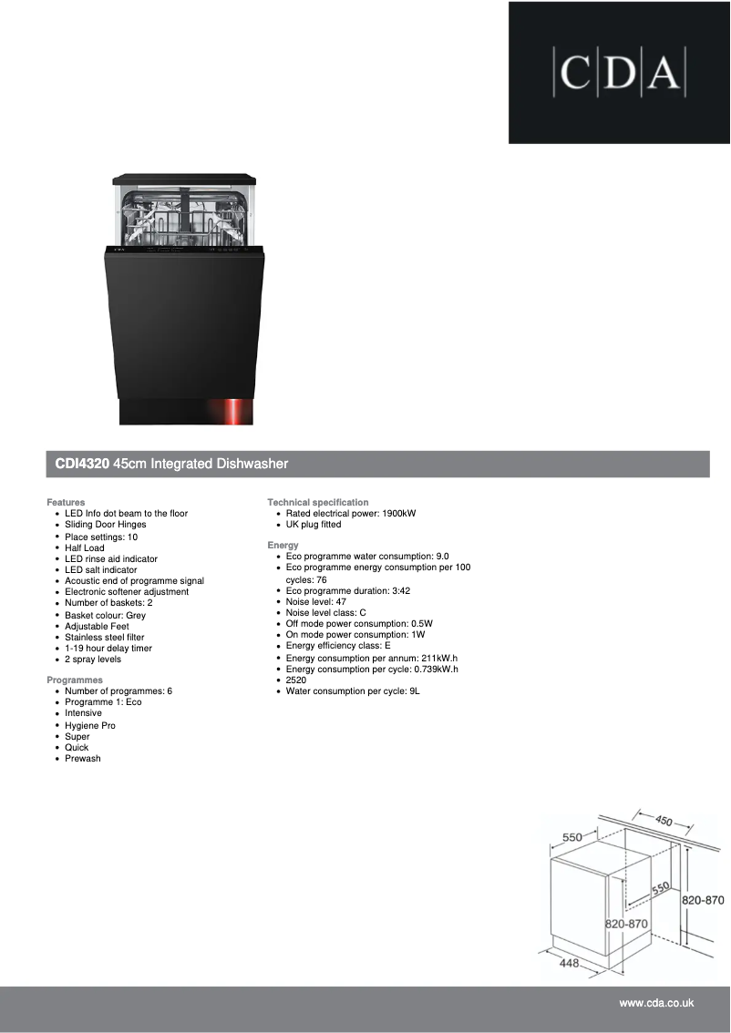 Page n°1 - Fiche technique CDA CDI4320