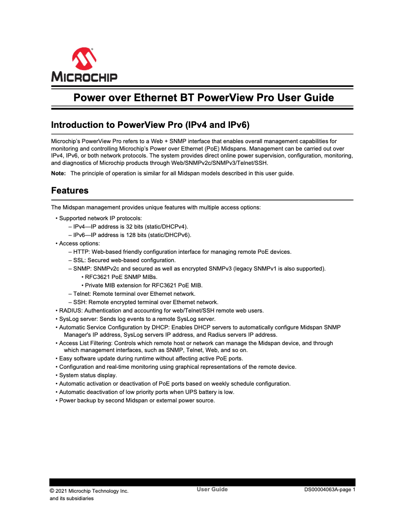 Page n°1 - Manuel utilisateur Microchip PD-9506-10GC
