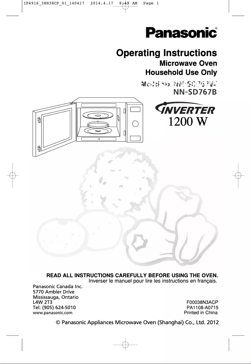 Page n°1 - Manuel utilisateur Panasonic Inverter NN-SD767