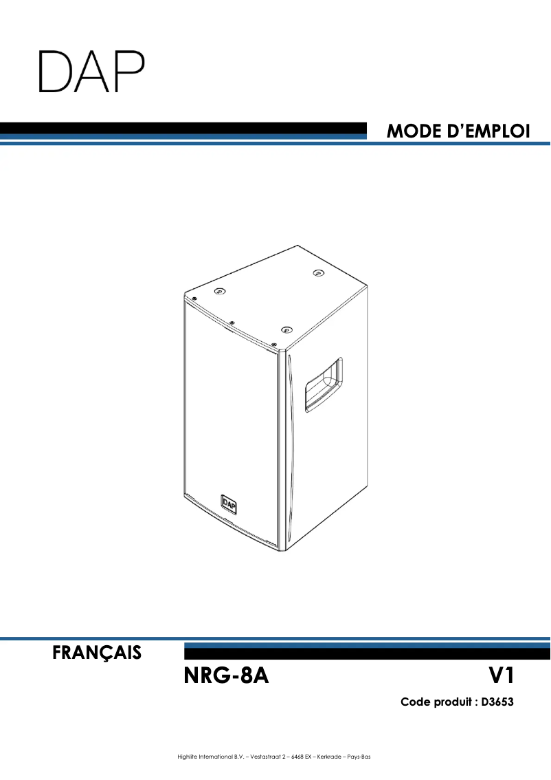 Page 1 de la notice Manuel utilisateur DAP-Audio NRG-8A