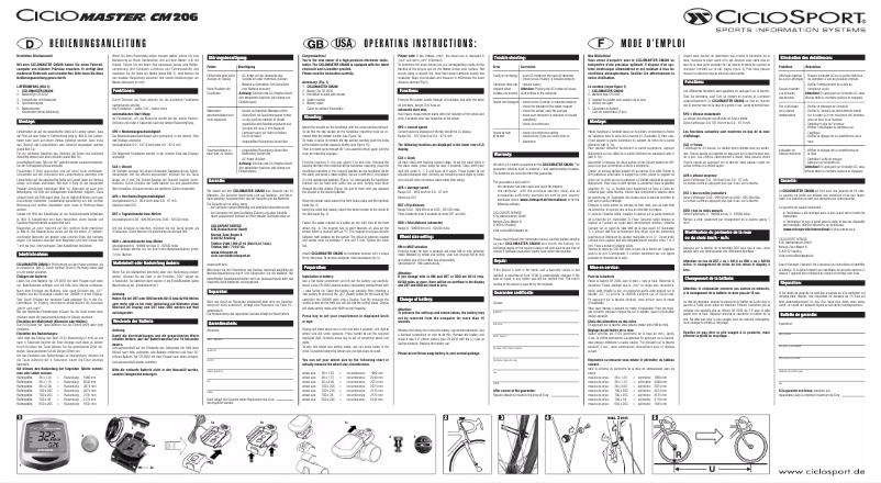 Page 1 de la notice Manuel utilisateur Ciclo CicloMaster CM 206