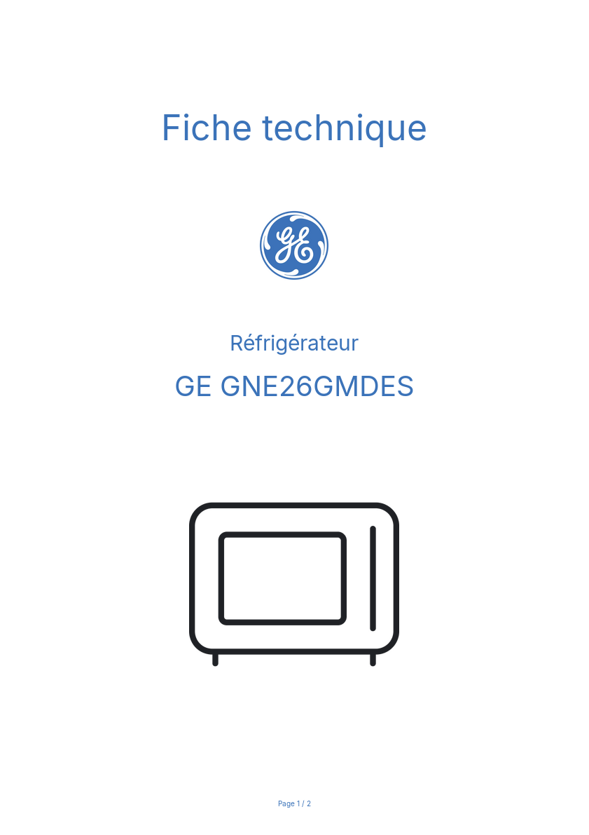 Image de la première page du manuel de l'appareil GNE26GMDES