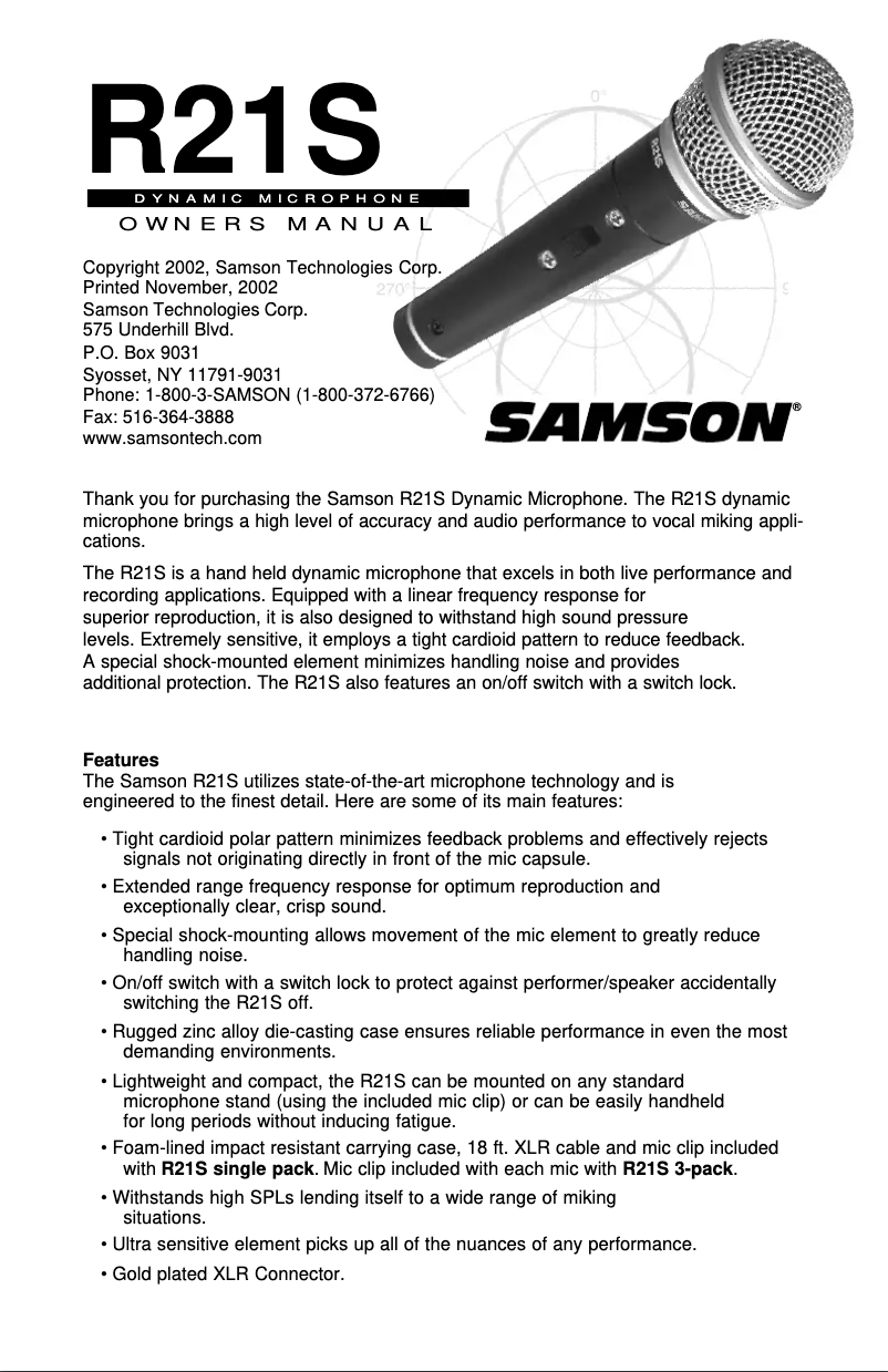 Página 1 del manual Manual de usuario Samson R21S