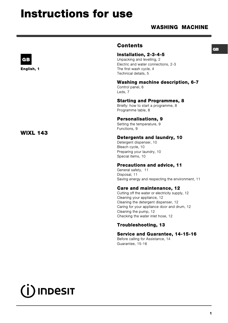 Imagen de la primera página del manual del dispositivo WIXL143