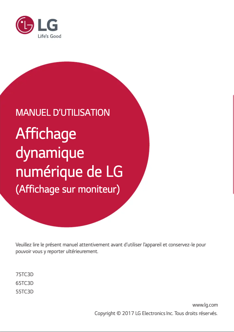 Page 1 de la notice Manuel utilisateur LG 55TC3D