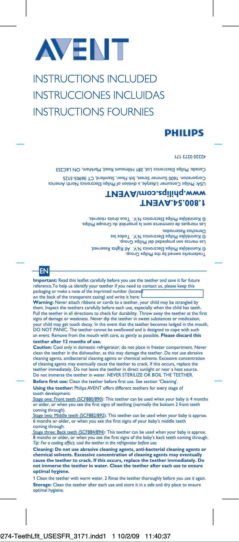 Page 1 de la notice Manuel utilisateur Philips AVENT SCF894