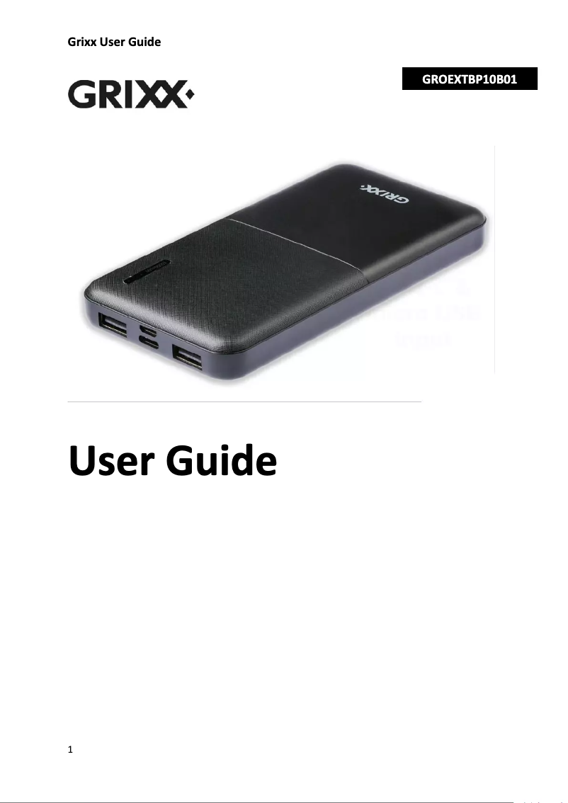 Page 1 de la notice Manuel utilisateur Grixx GROEXTBP10B01