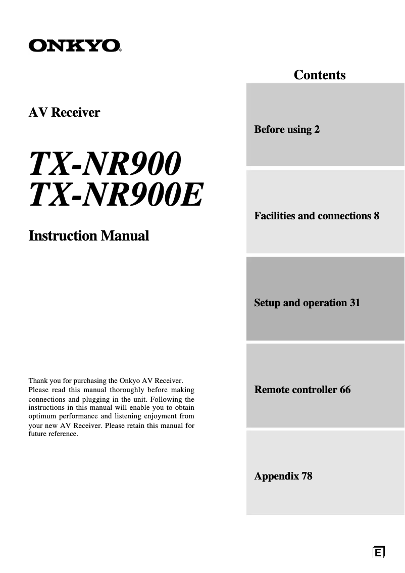 Page 1 de la notice Manuel utilisateur Onkyo TX-NR900