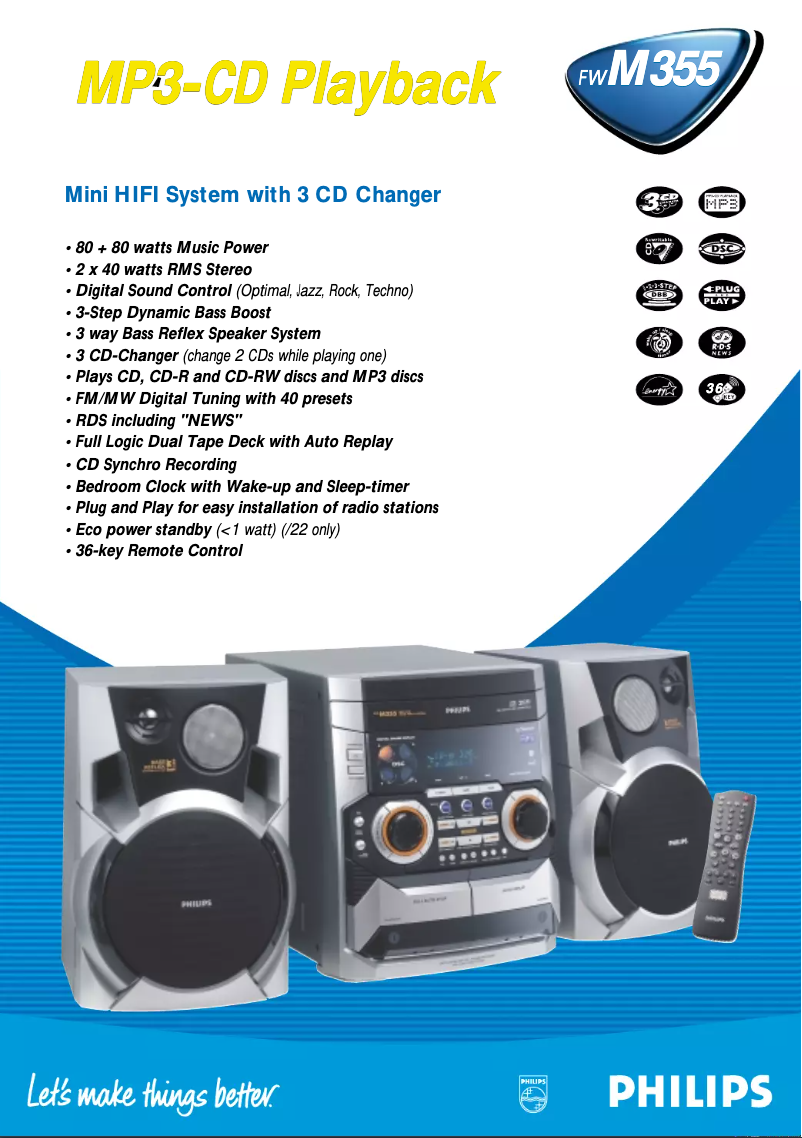 Page 1 of the manual Technical Sheet Philips FW-M355