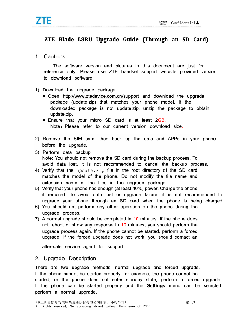 Page n°1 - Manuel utilisateur ZTE Blade L8
