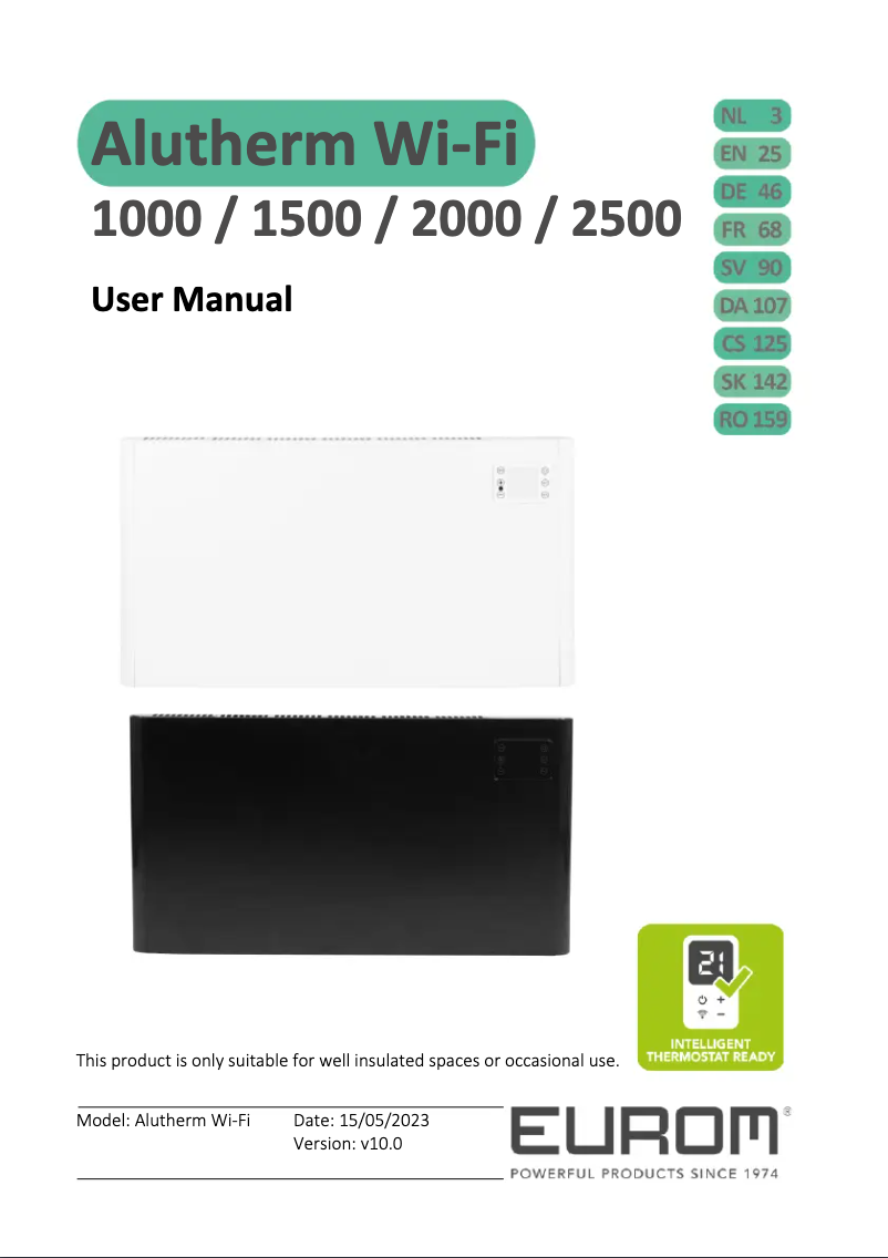 Page 1 de la notice Manuel utilisateur Eurom Alutherm 2000 Wi-Fi