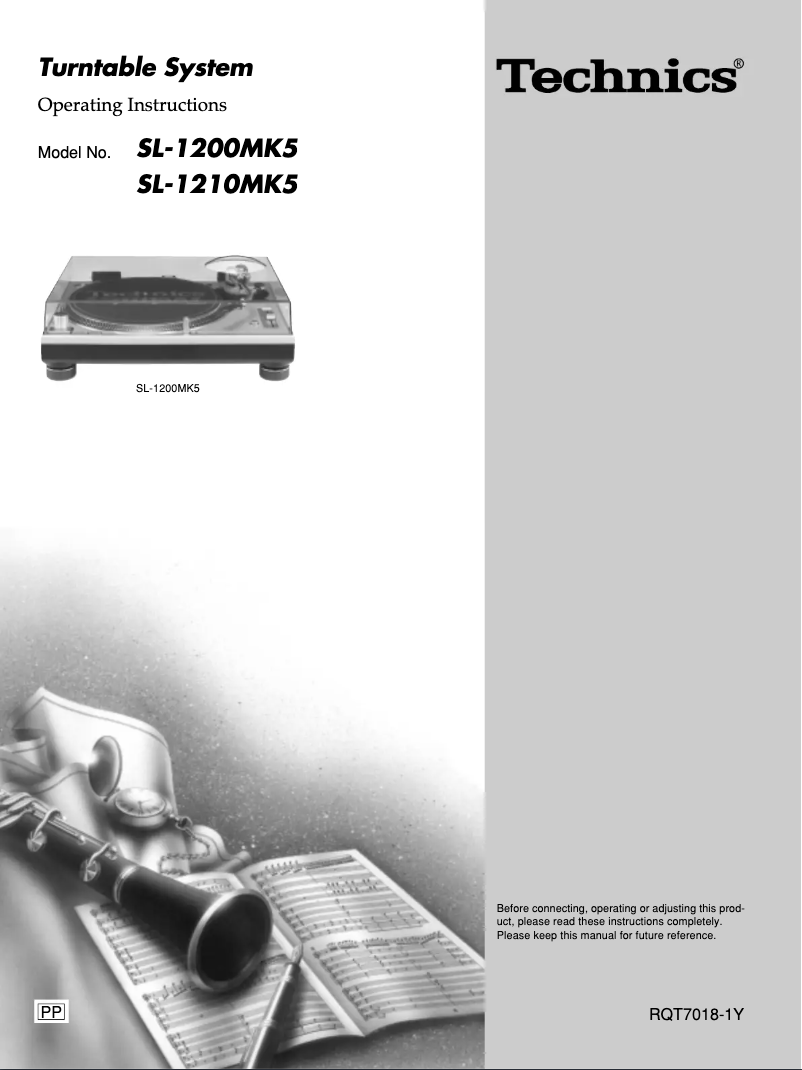 Page n°1 - Manuel utilisateur Technics SL-1200MK5