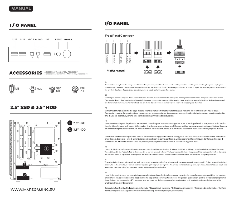 Page 1 de la notice Manuel utilisateur Mars Gaming MC-2000