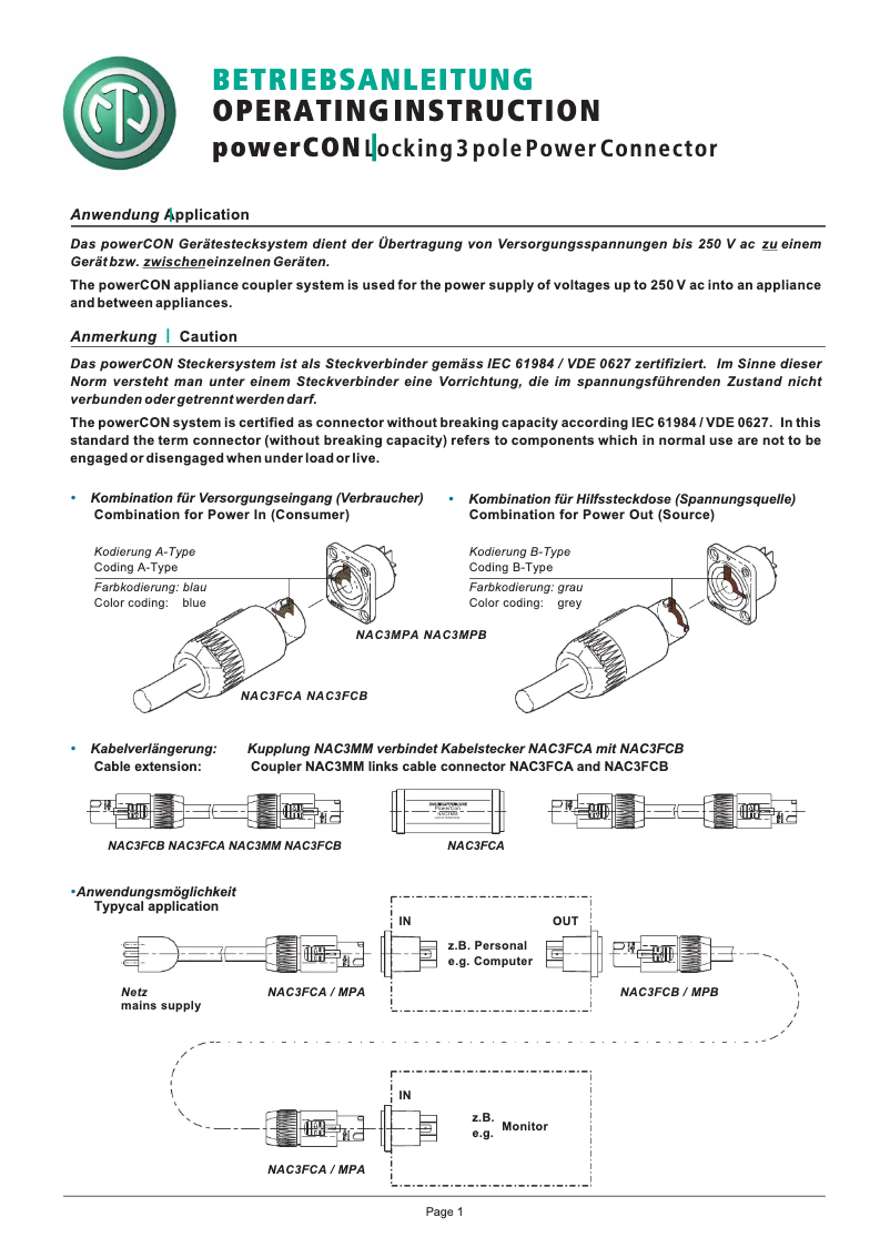 Page 1 de la notice Manuel utilisateur Monacor NAC-3FCHC