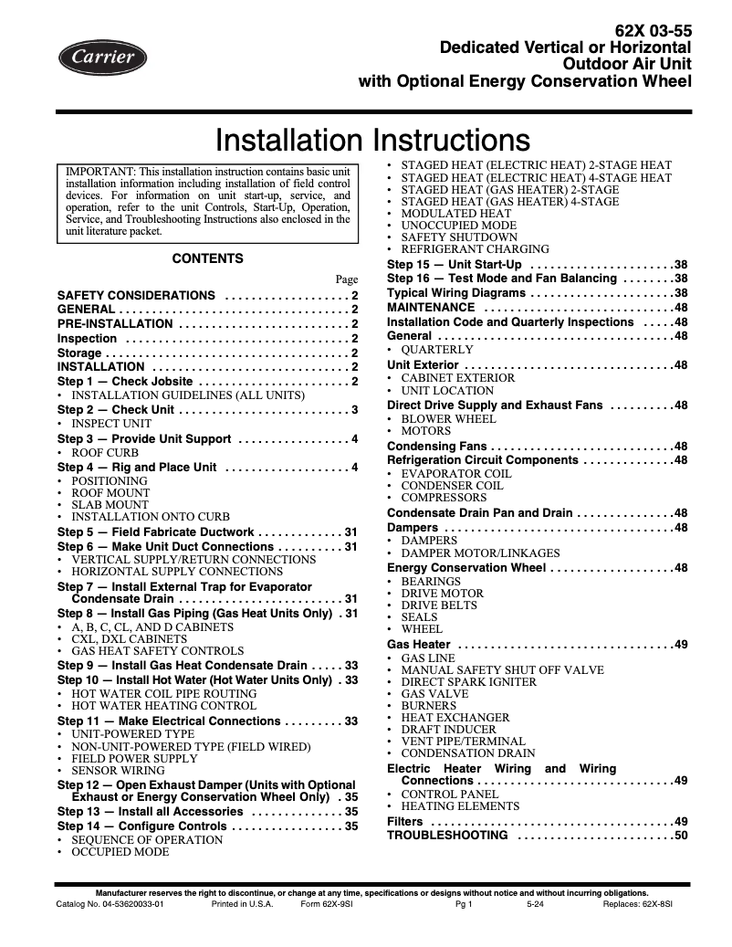 Image de la première page du manuel de l'appareil 62X
