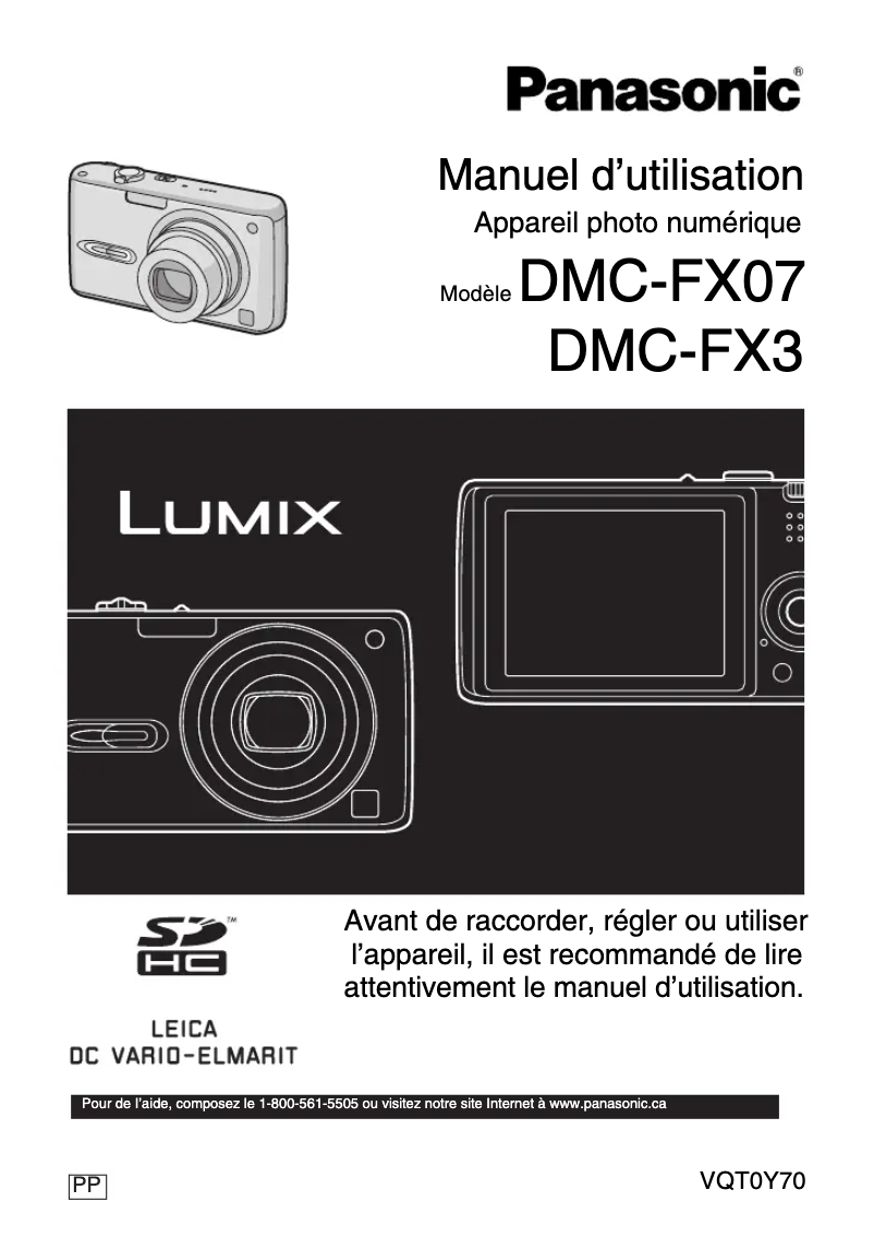 Imagen de la primera página del manual del dispositivo Lumix DMC-FX3