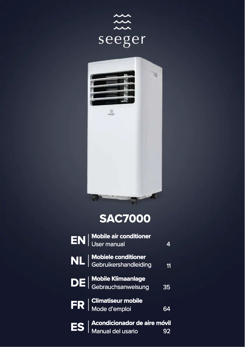 Page n°1 - Manuel utilisateur SEEGER SAC7000