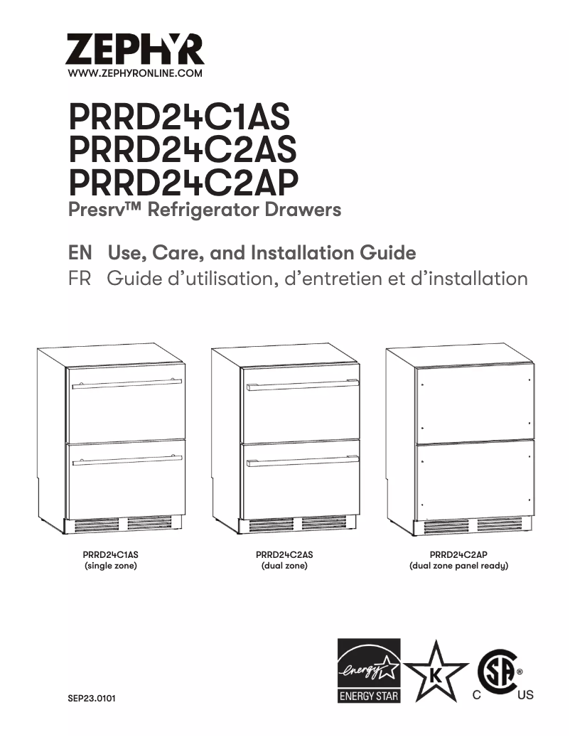 Page 1 de la notice Manuel utilisateur Zephyr Presrv PRRD24C2AP